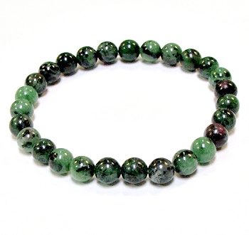 CRB104-L 8mm STONE BRACELET IN RUBY ZOISITE IN 8 1/2